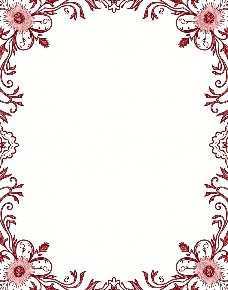 Ornate Floral Swirls Red Pink Rug