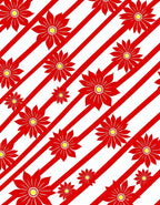 Bold Red Floral Stripe Arrangement Rug