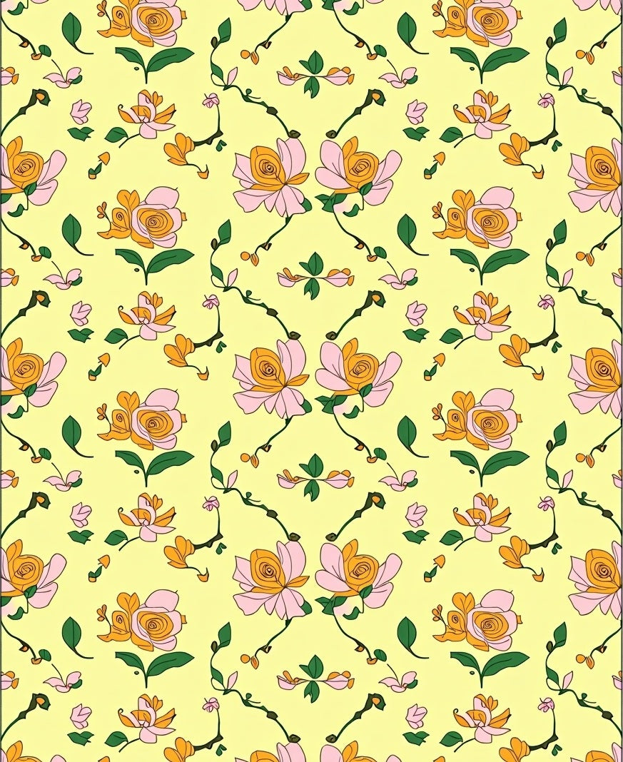 Whimsical Floral Vine Pattern Rug