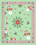 Christmas Snowman Floral Border Rug