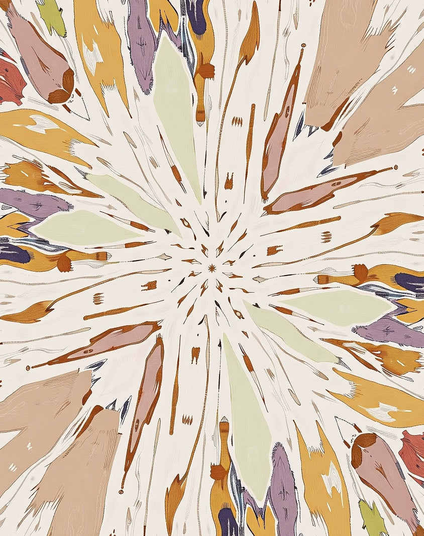 Radiating Sunburst Abstract Pattern Rug