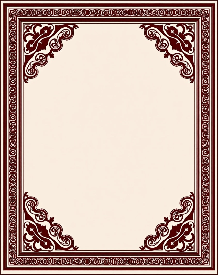 Elegant Corner Scrollwork Patterned Rug