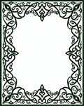 Ornate Scrollwork Black Decorative Border Rug