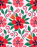Bold Red Floral And Leaf Design Rug