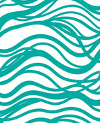 Modern Teal Wave Pattern Rug