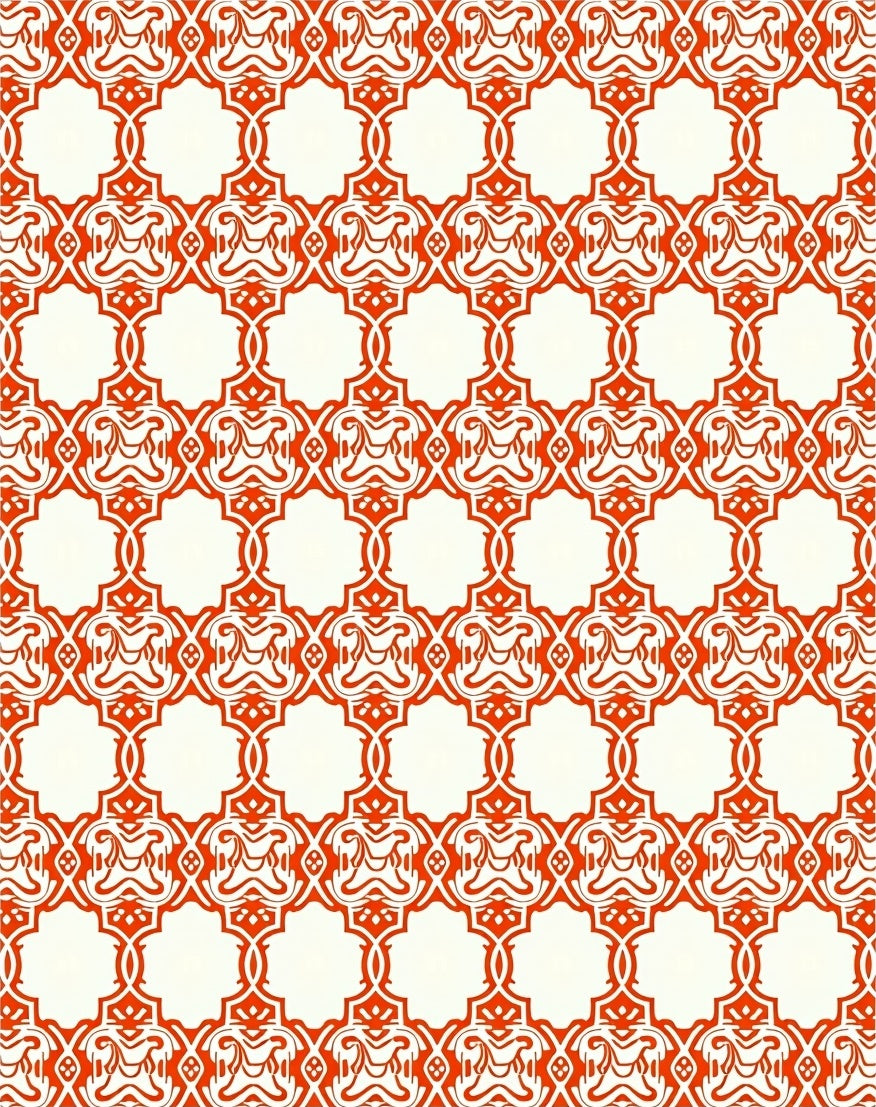 Intricate Red Ivory Geometric Pattern Rug