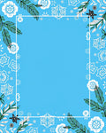 Bright Sky Blue Floral Foliage Frame Rug