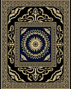 Classic Black Gold Mandala Border Rug