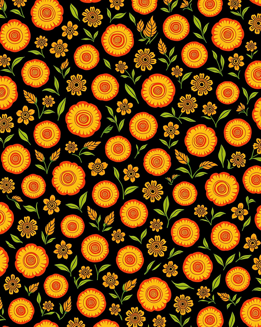 Vibrant Floral Patterned Folk Rug