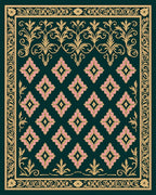 Ornate Floral Pink Diamond Pattern Rug