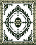Green Cream Floral Medallion Rug