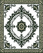 Green Cream Floral Medallion Rug