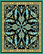 Symmetrical Floral Art Nouveau Rug