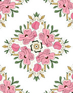 Pink Floral Medallion Pattern Rug