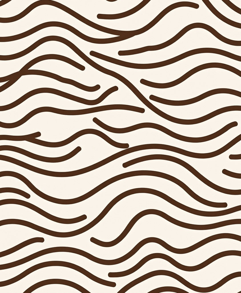 Organic Wavy Brown Stripe Pattern Rug