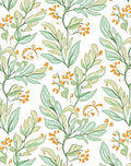 Whimsical Botanical Vine Green Orange Pattern Rug
