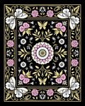 Vintage floral and butterfly patterned Rug