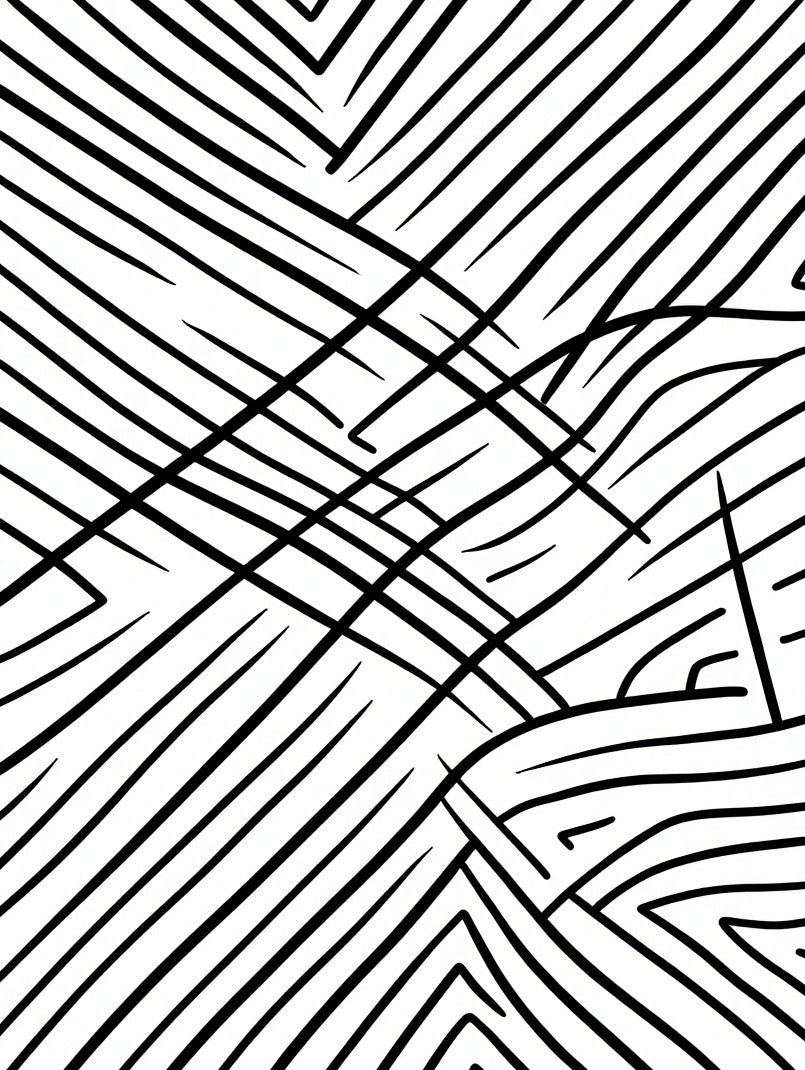 Bold Black Intersecting Lines Pattern Rug