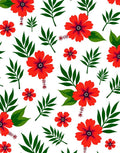 Vibrant Red Floral Botanical Pattern Rug