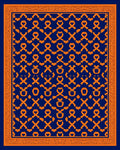 Ornate Orange And Indigo Diamond Pattern Rug