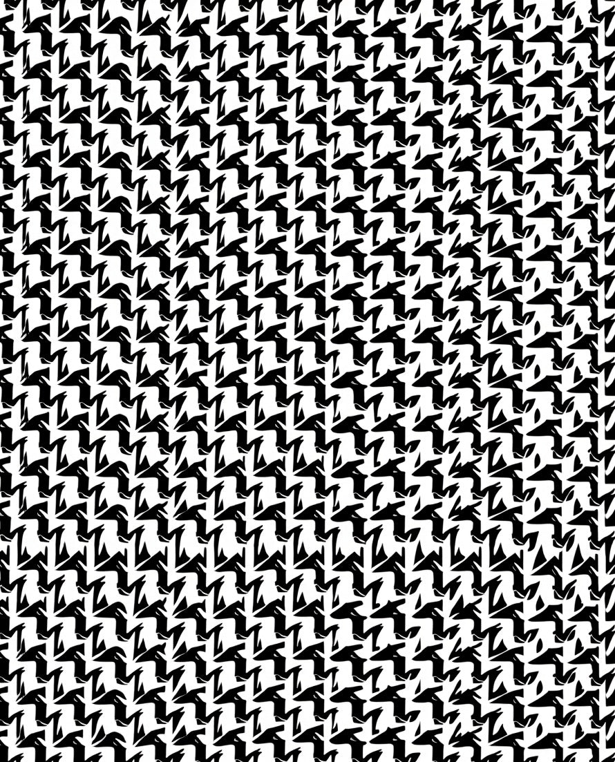 Classic Monochrome Houndstooth Pattern Rug