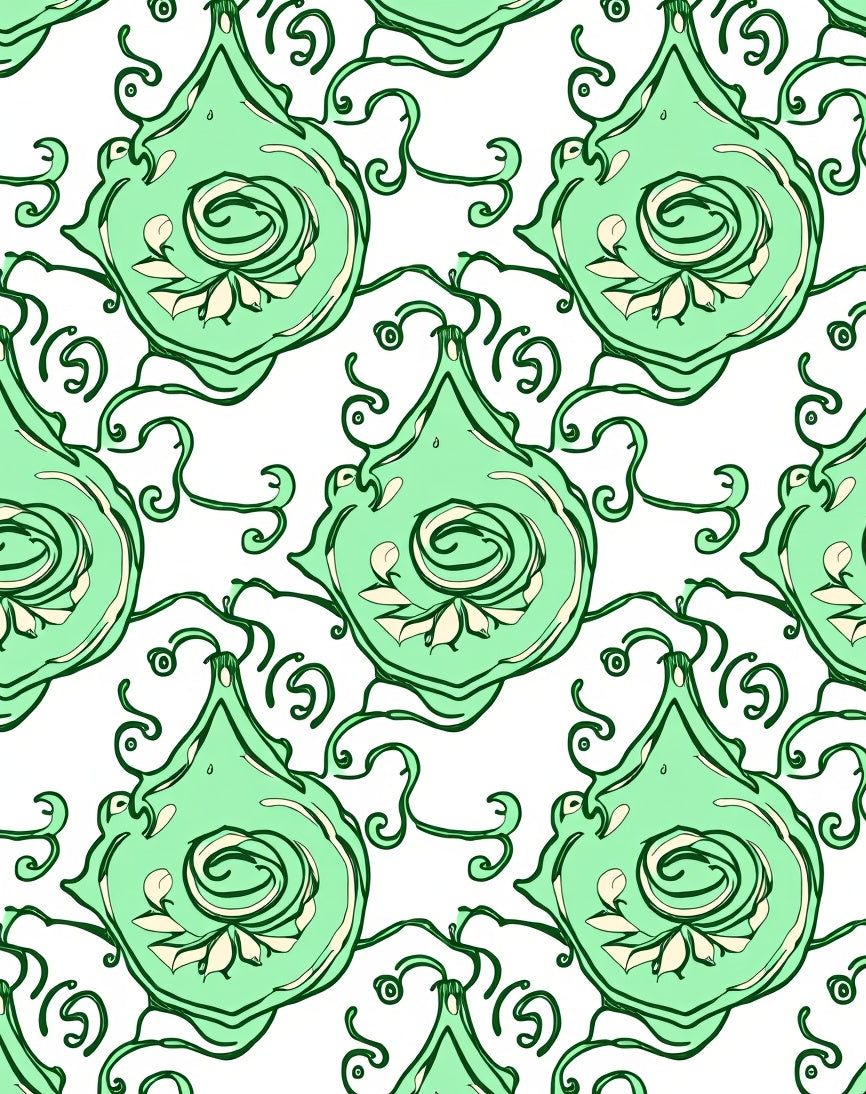 Art Nouveau Mint Green Swirl Pattern Rug