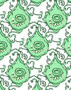 Art Nouveau Mint Green Swirl Pattern Rug