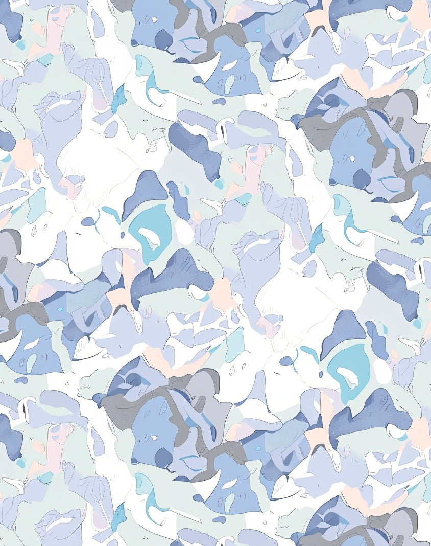 Abstract Blended Cool Tone Pattern Rug