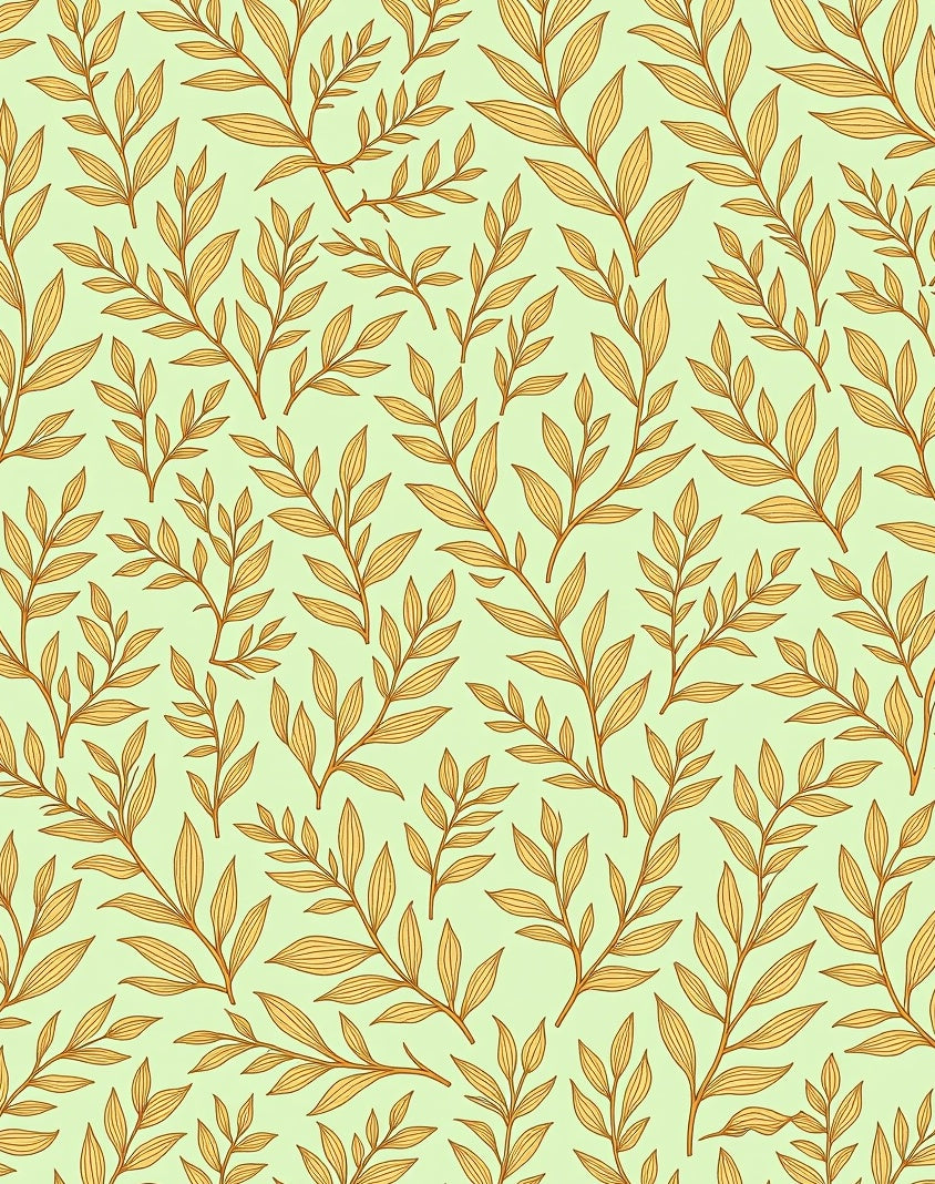 Golden Leaf Branch Pattern Rug