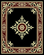 Regal Maroon Floral Medallion Border Rug