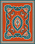 Bold Terracotta Geometric Medallion Design Rug