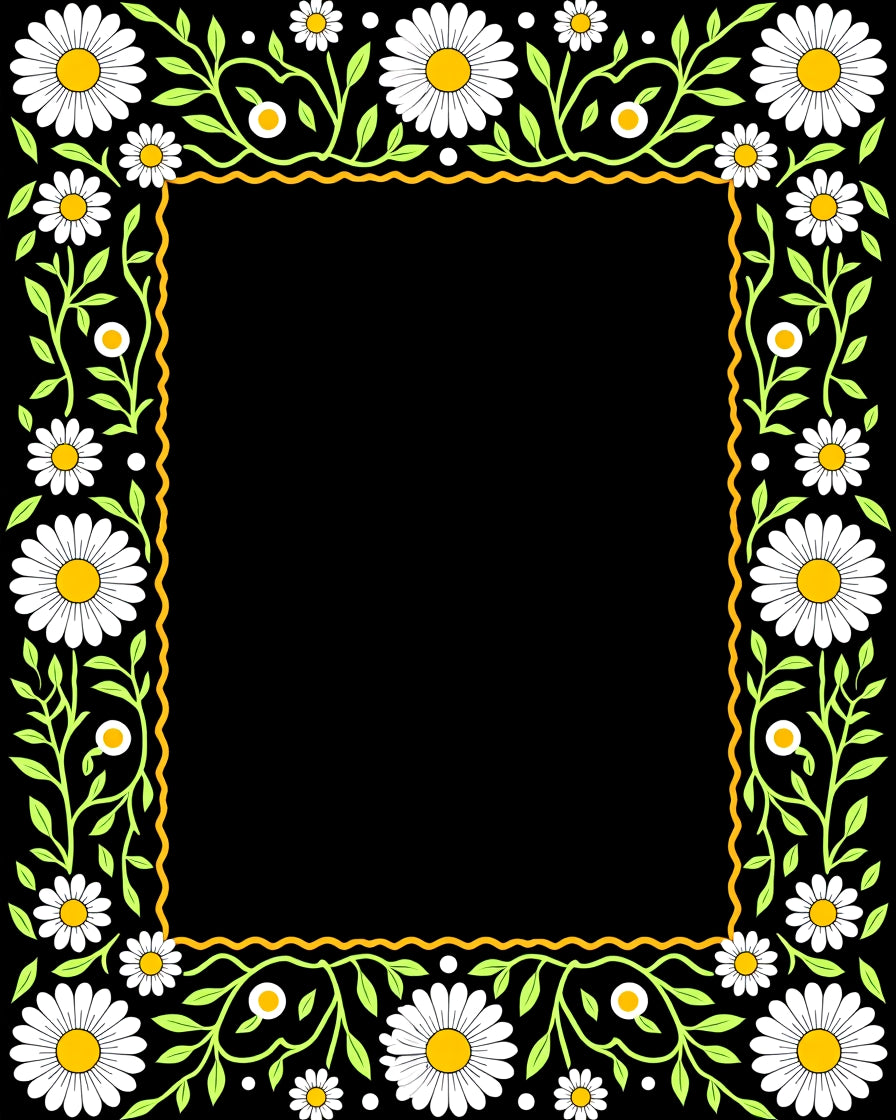 Daisy Floral Border Pattern Rug