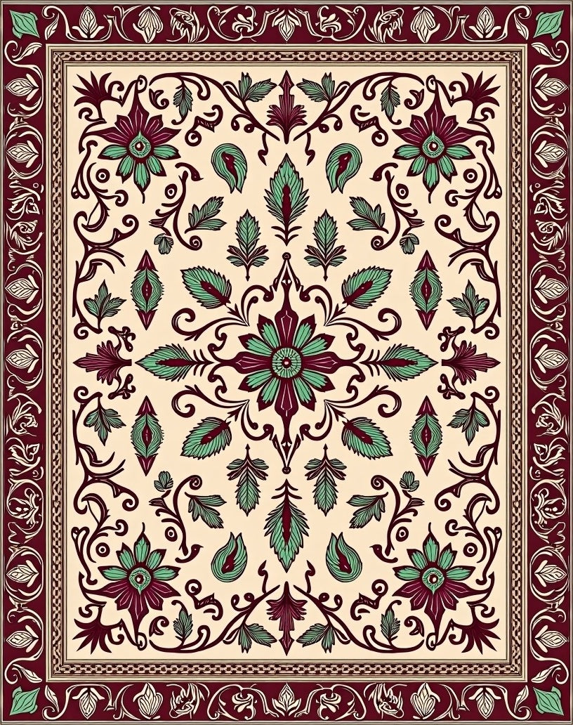 Vintage Floral Border Rug