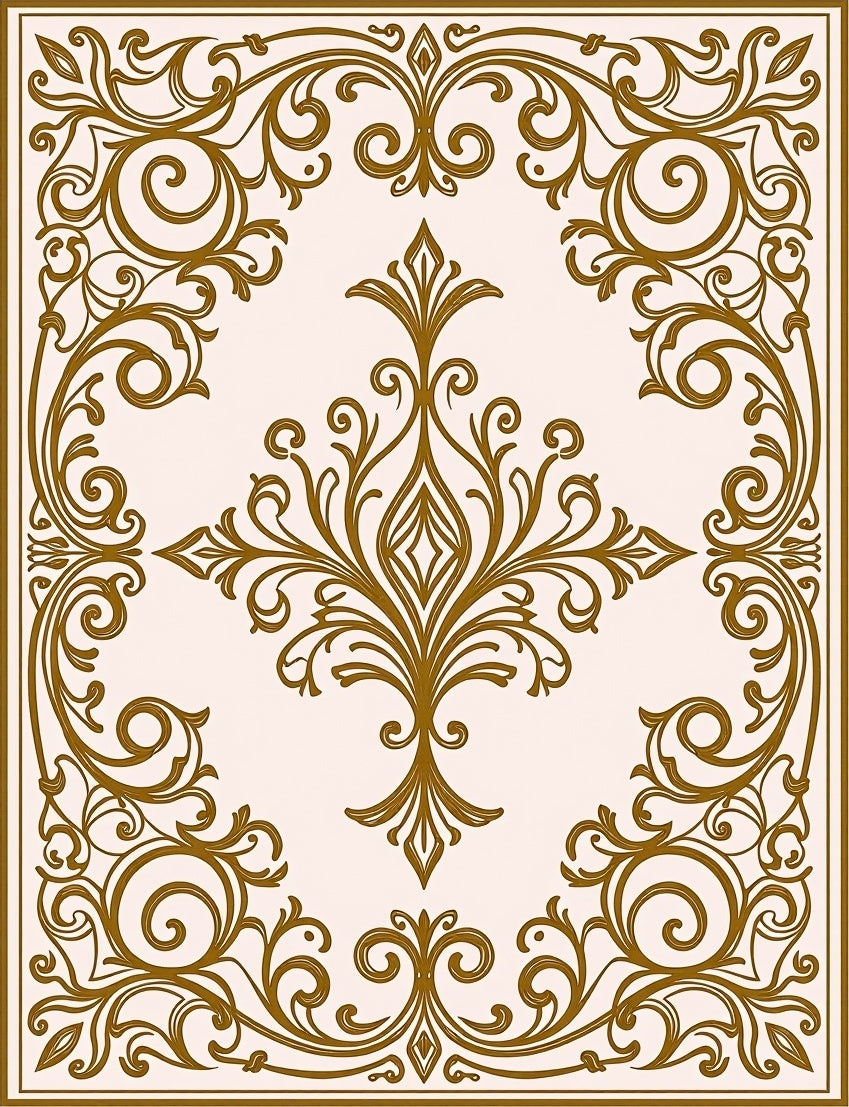 Ornate Golden Swirls Scroll Pattern Design Rug