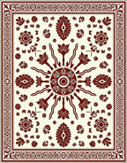 Ornate Floral Sunburst Pattern Rug