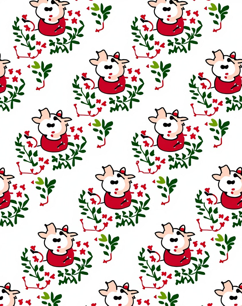 Whimsical Red Floral Goat Meadow Rug