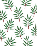 Green Fern Sprig Repeating Pattern Rug