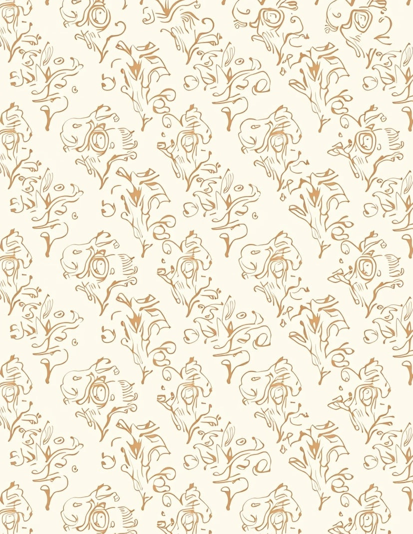 Ornate Floral Sketch Pattern Rug