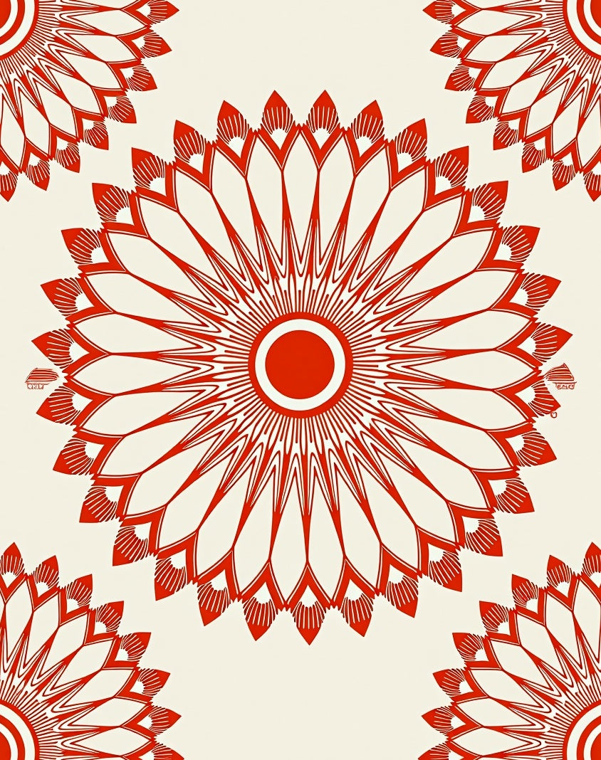 Radiant Sunburst Mandala Design Rug