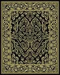 Ornate Scrollwork Yellow and Black Rug