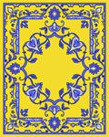 Elegant Yellow Blue Floral Scroll Rug