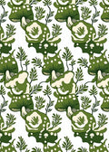 Whimsical Green Mushroom Abstract Pattern Rug