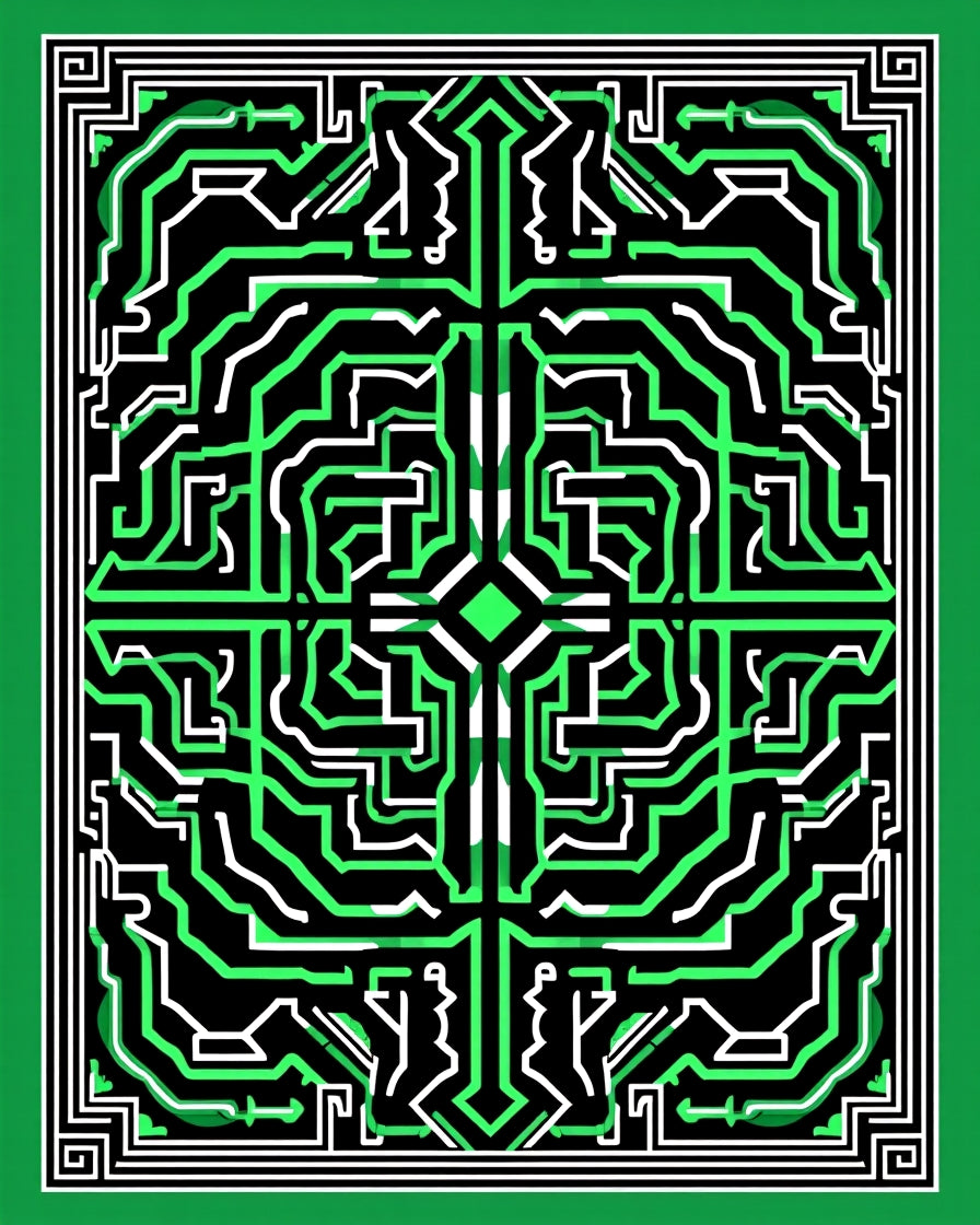 Abstract Circuit Board Pattern Rug