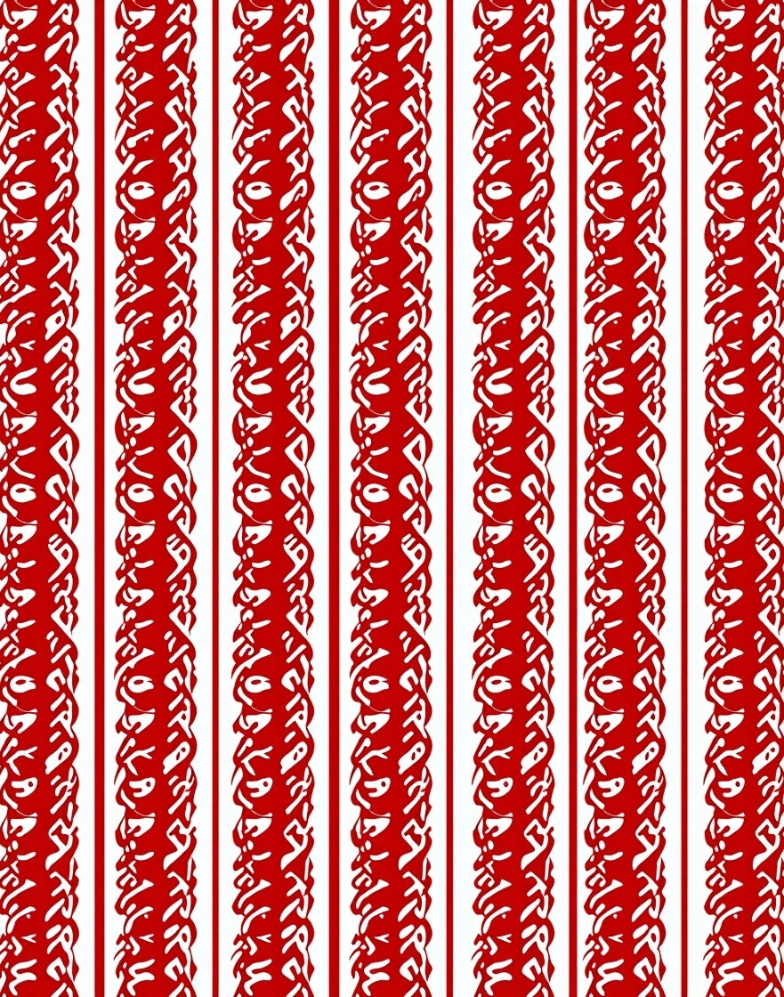Crimson White Vertical Intricate Stripe Rug