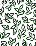 Stylized Dark Green Leaf Pattern Rug