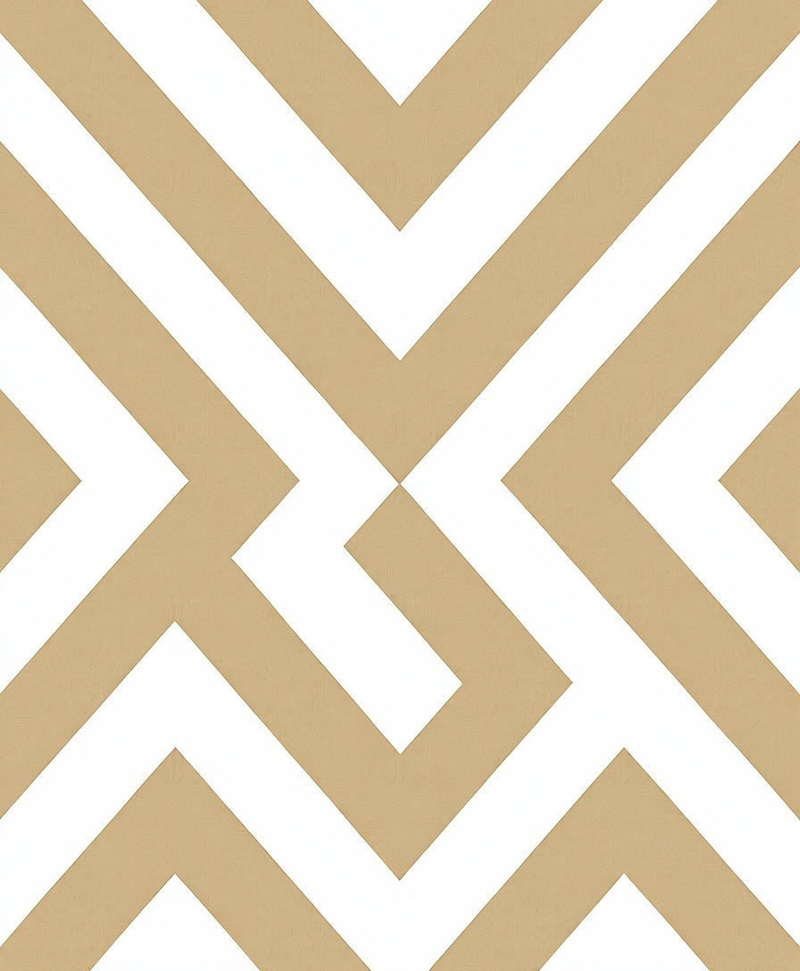 Geometric Zigzag Cream Gold Rug