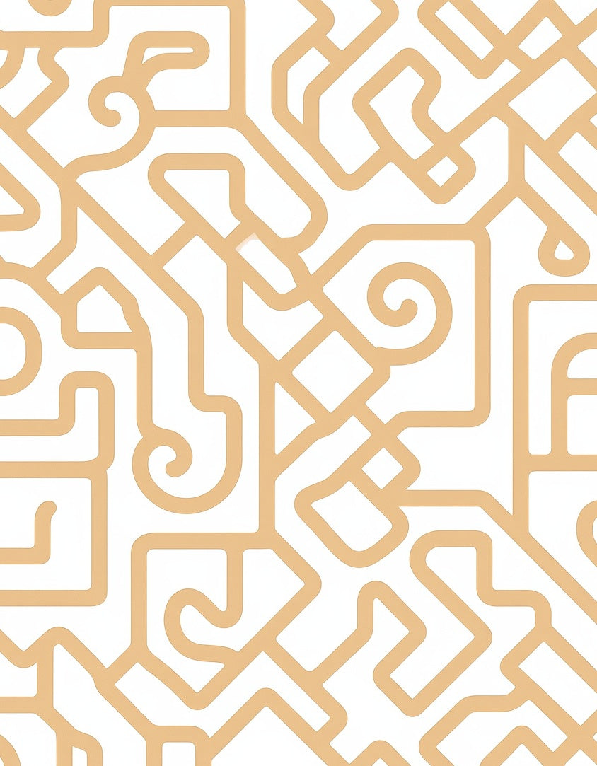 Beige Swirl Linear Pattern Rug