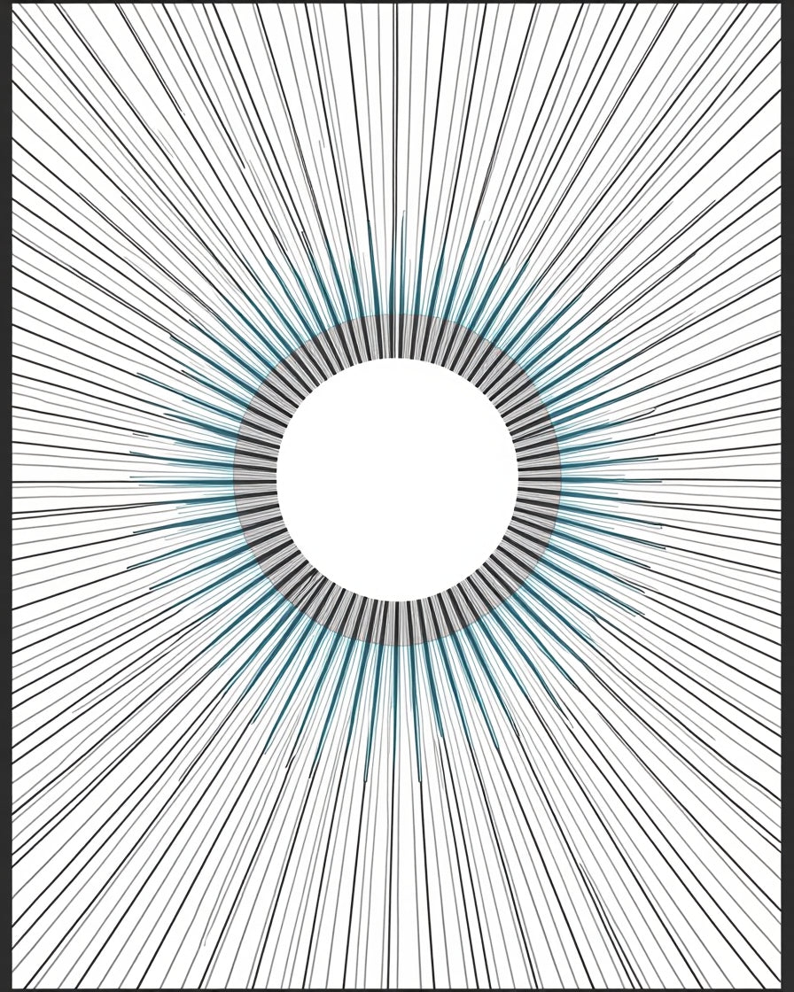 Modern Teal Sunburst Rays Rug