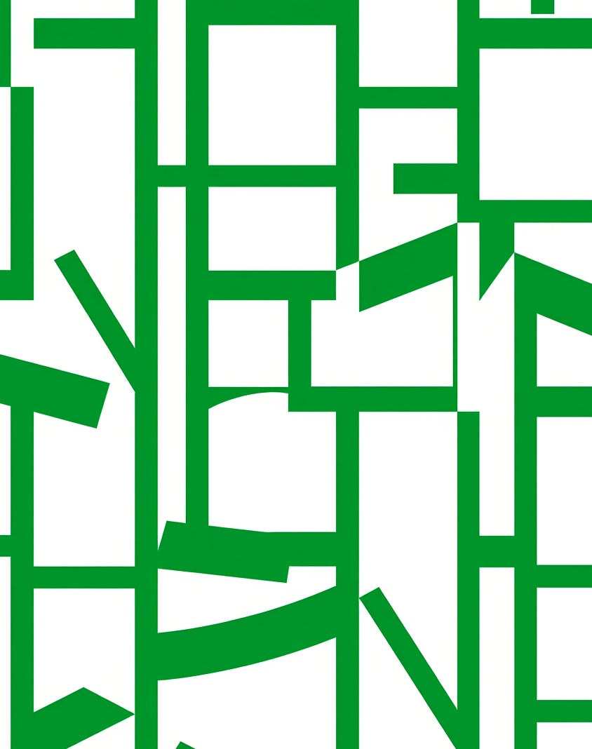 Green Linear Graphic Pattern Rug