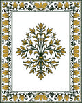 Golden Green Classical Floral Border Rug